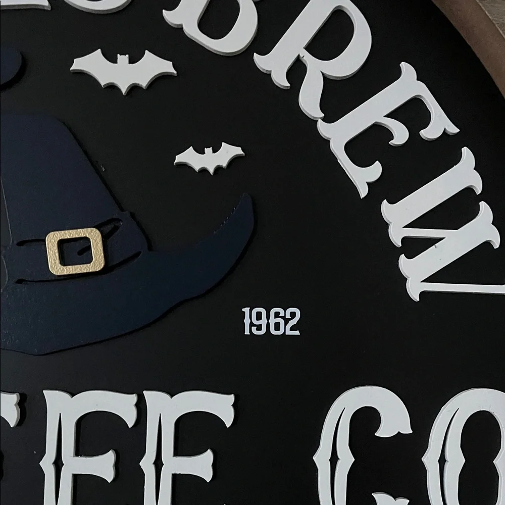 Charming Black and White Witches Brew Coffee Co Sign